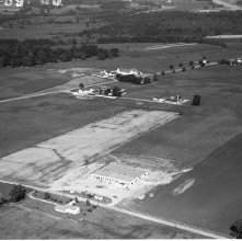 Aerial view Hess & Clark farm, Ashland, Ohio taken September 5, 1959.