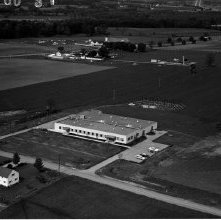 Aerial view Hess & Clark farm, Route 250, Ashland, Ohio taken May 31, 1960.