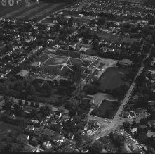 Aerial view Ashland College, Ashland, Ohio taken May 31, 1960.