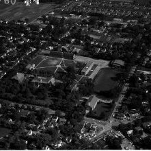 Aerial view Ashland College, Ashland, Ohio taken June 27, 1960.