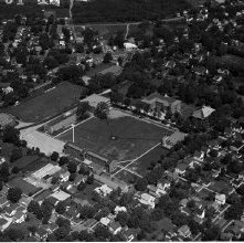 Aerial view Ashland College, Ashland, Ohio taken June 17, 1961.