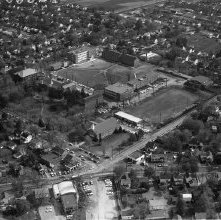 Aerial view Ashland College, Ashland, Ohio taken October 16, 1963.