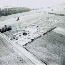 Aerial view Hess and Clark farm buildings, Ashland, Ohio September 11, 1966