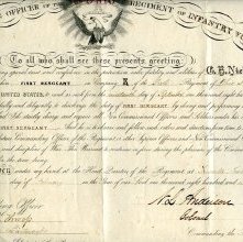 Appointing Nicholson to first sergeant 1864