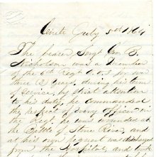 Recommendation letter from Col. Christopher 1864