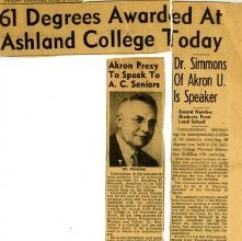 Newspaper clipping Ashland Times Gazette April 15, 1949