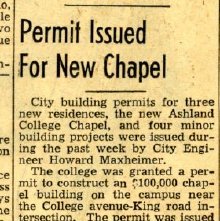 Newspaper clipping Ashland Times Gazette September 1950
