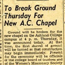 Newspaper clipping Ashland Times Gazette September 1950