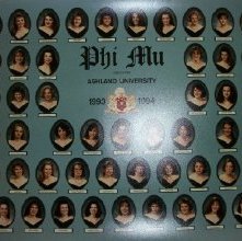 Photographic composite 1993-1994 Phi Mu Delta sorority Ashland University,