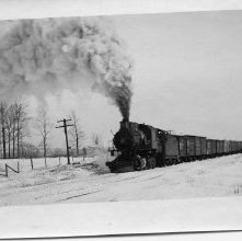Photograph 16, by Lloyd Snyder, ca. 1910, Erie train pulling past the Snyde