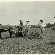 Alfred, Miles, Lloyd and Ross Snyder, July 4, 1912, haying