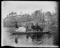 Grandpa & Mr. Doliver in swan boat, photo by Alice Austen, 1891