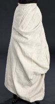 3/4 back view of skirt, unbuttoned
