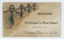 Advertising card, opening of Killmeyer's Hotel, 1891