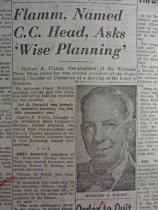 news clipping about Herbert Flamm, February 24, 1955 (upper portion)