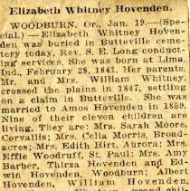 Elizabeth Whitney Hovenden Obituary