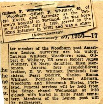 Gilbert F. Whitney Obituary