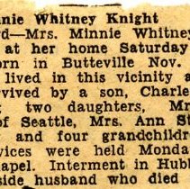 Mrs. Minnie (Whitney) Knight Obituary