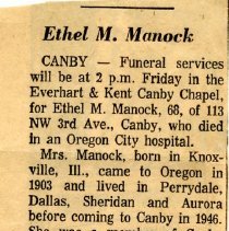 Ethel M. Manock Obituary