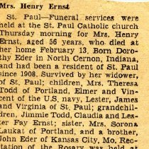 Mrs. Henry Ernst Obituary