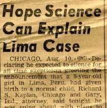 "Hope Science Can Explain Lima Case"