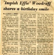 "'Impish Effiie' Woodruff Shares a Birthday Smile"