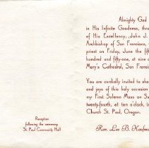 Announcement of Rev. Leo B. Kaufmann, S.J. Priesthood