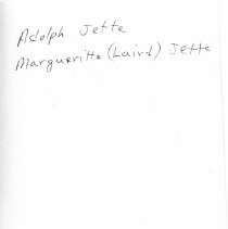 Adolph and Margueritte Jette