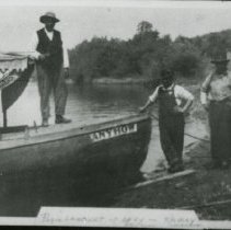 Frank Lambert, Henry and Fred Raymond with Boat