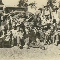 Big Buck Bend Ranch  Hunters with Car and Deer, 1915