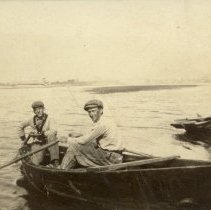 Floyd Darby and Ben Jones in Boat at Mouth of Russian River