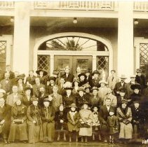 Group Photo in Front of A Library