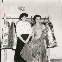 Sharon Smith and Mrs. Eugene Giovannoni Preparing for YLI Fashion Show