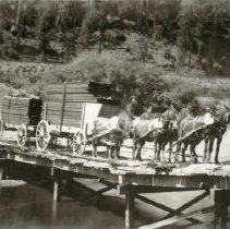 Lumber and Team on Bridge near Guerneville