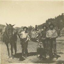 McCords, 3 Hunters with horses, dogs and dead deer. No date