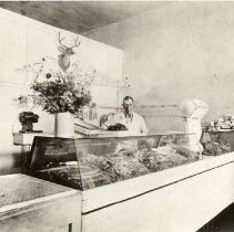 William E. Yanglin in his Meat Market