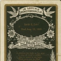 Funeral Notice of Sarah E. M. Cake