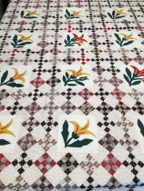 9 patch quilt top with squash blossoms