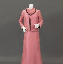 Nina Ricci pink raw silk evening dress ensemble FRC1997.04.048 A+B