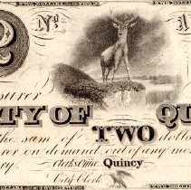 Scrip, City of Quincy, $1 and $2 / Paper money