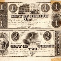 Scrip, City of Quincy, $1 and $2 / Paper money
