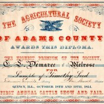Agricultural Society of Adams County Award  ; C. S. Demaree