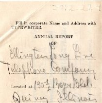 Ellington Long Line Telephone Co. Annual Report