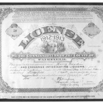 Photo of Harry Giardini Liquor License, 1912-13