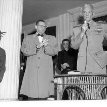 Admiral addressing the Community Center
