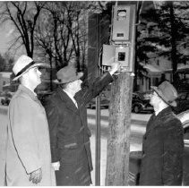 Lighting the Christmas Lights on Main Street, 1949