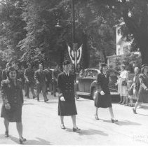 Rita Potter, right, Victory Parade, Ridgefield 1946