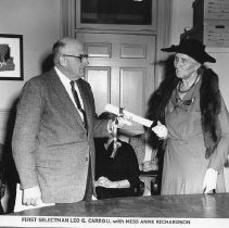 First Selectman Leo G. Carrol and Miss Anne Richardson