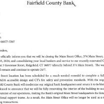 Fairfield County Bank Letter