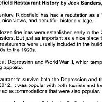 Overview of Ridgefield Restaurant History
